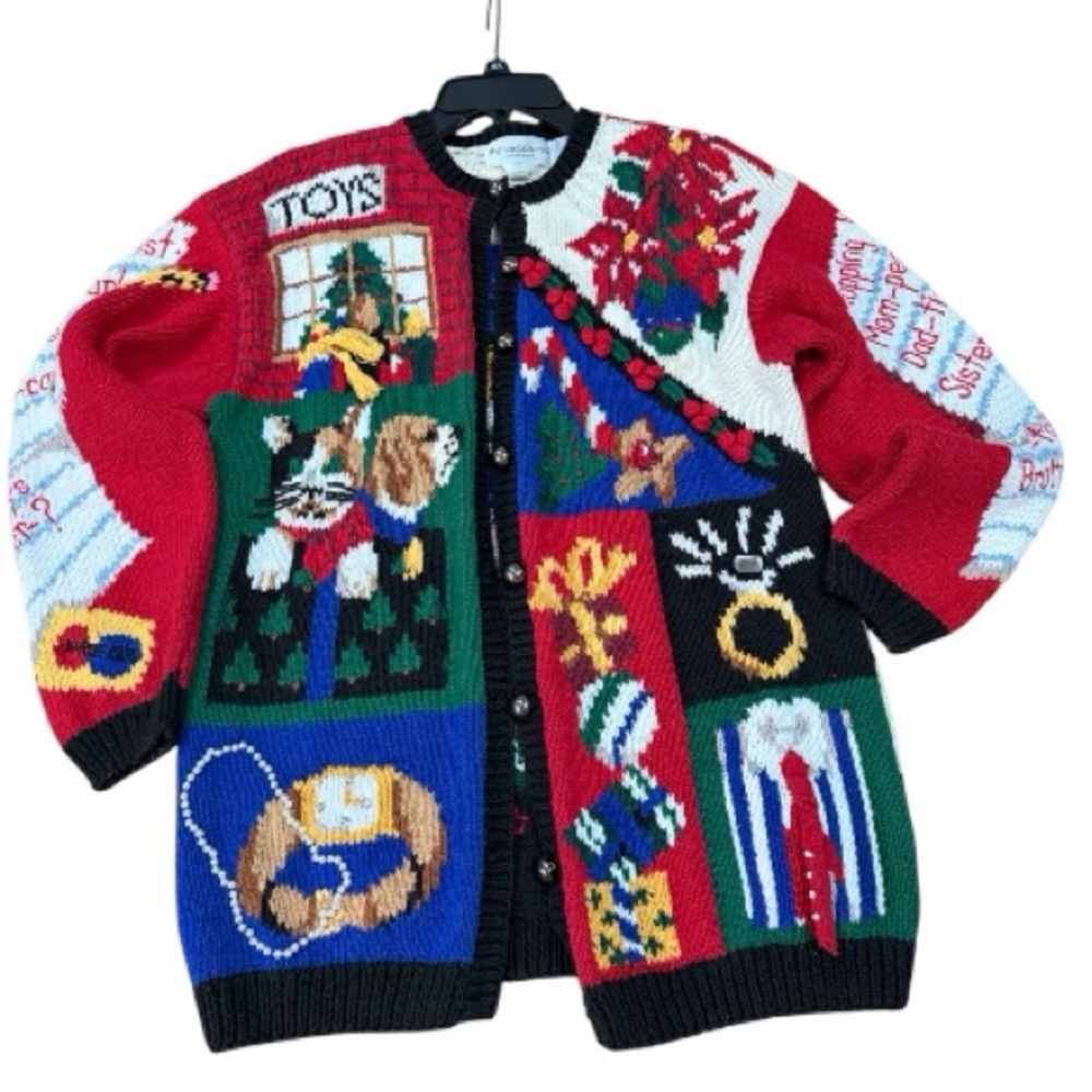 Eagles eye collectibles hand knit vintage Christmas cardigan.  Great condition